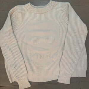 Autumn Cashmere Cream Hand Knit Skull Sweater Womens Small